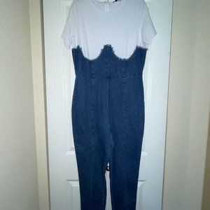 Fashion Nova Corset Style Blue Jean Women Jumpsuit, 1X